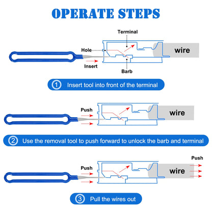 1 Set Stainless Steel Car Terminal Disassembly Kit Tool Wire Pin Removal Set Automobile Stylus Connector Puller Repair Tooling