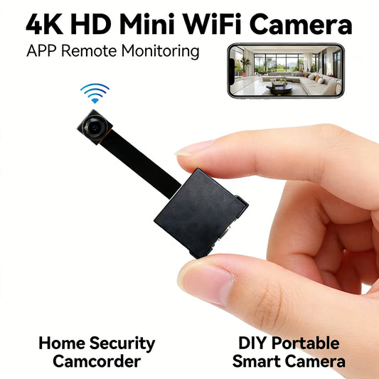 Upgraded Version 4K HD Mini WiFi Camera Supports Remote Viewing Motion Detection Home Nanny Style DIY Camera Supports SD Card