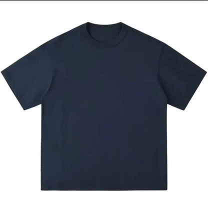 300g Thick Combed Cotton Round Neck T-shirt, Solid Color Loose Fit Simple and Casual Basic Style Suitable for Both Men and Women