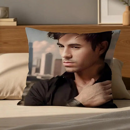 E-Enrique Iglesias-S Cushion Cover Linen Double-sided Printed Cushion Cover, sofa pillow case，Nordic Home Decor