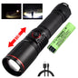 Aluminum Alloy White Laser Powerful LEP Flashlight 18650 or 21700 Battery Zoom Torch Light Lamp with Tail Rope Power Indicator