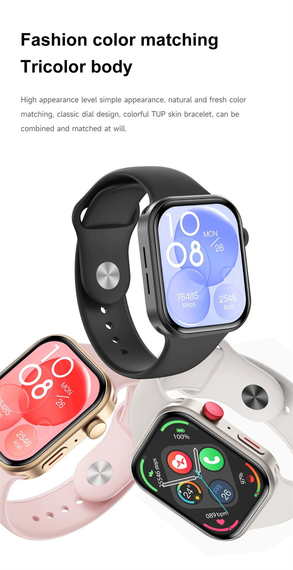 LIGE New 2.01-inch Smart Watch Men Women Heart Rate Health Monitor HD Bluetooth Call Waterproof Sport Smartwatch for Android iOS