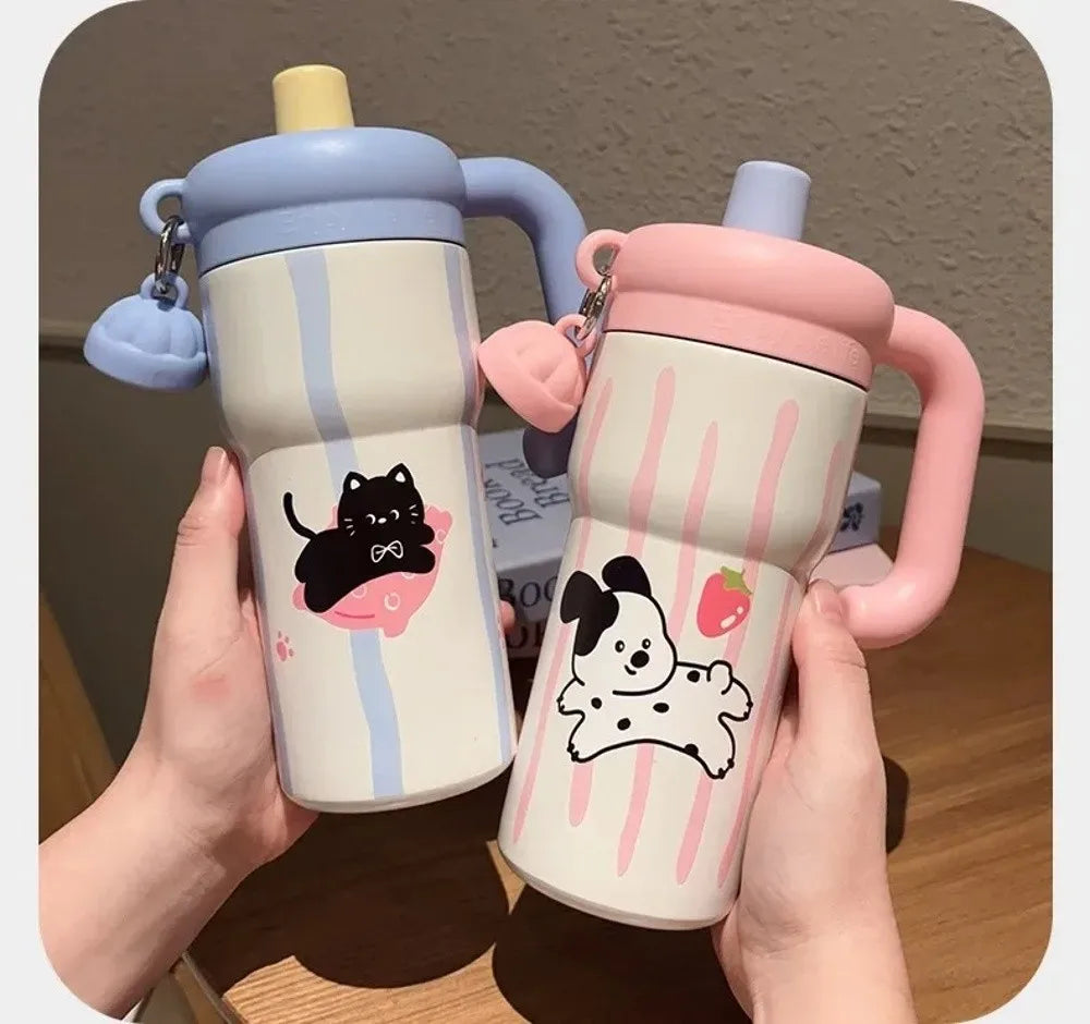 Fashion High Aesthetic Students Straw Mug 316 Stainless Steel 600ML Iced Cup Large Capacity Insulated Thermal Cup Men And Women