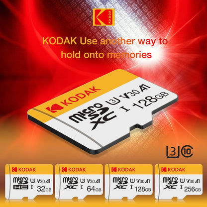 KODAK Micro SD Card 32GB 64GB 128GB Memori Memory Card C10 TF Micro SD SDXC U3 V30 4K For Phone Drone Camera