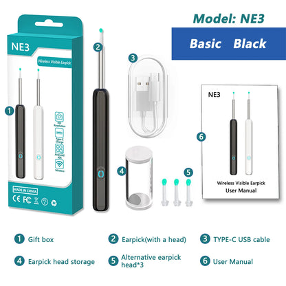 Smart Visual Ear Cleaner HD Ear Sticks Otoscope USB C Charging Endoscope Wax Removal Tool Earpick MIni Camera Health Care Set