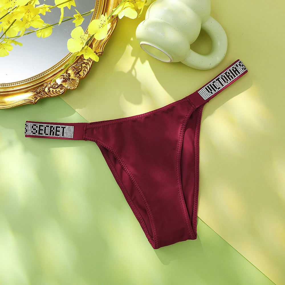 Victoria's Secret Women's Classic Striped Versatile Lace Sexy Panties Shaping Breathable Soft V-Chain Underwear Thong
