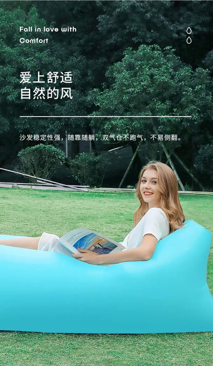 Pillow style inflatable sofa, outdoor portable lazy air sofa, foldable inflatable bed, sleeping bag