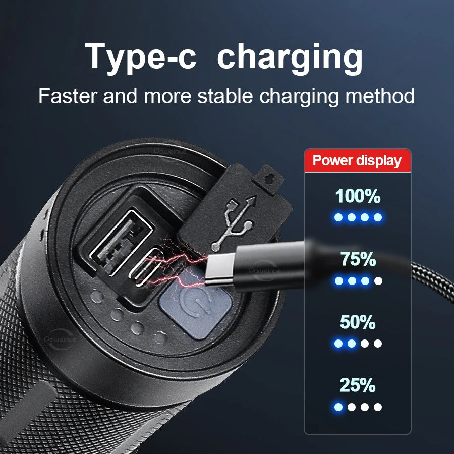 NEW 998000000LM LED Handheld Flashlight USB Rechargeable High Strong Power Led Tactical Torch Ultra-Bright 15000mAh Lantern