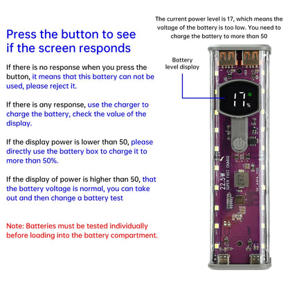 22.5W/45W 18650 Power Bank Case Fast Charging DIY Transparent Battery Storage Box Digital Display USB Type-C Battery Holder