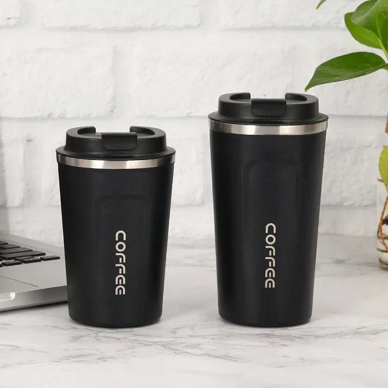 Thermo Cafe Coffee Mug - 380/510ML Leak-Proof Travel & Car Thermos, Double Stainless Steel for Tea, Water, Coffee