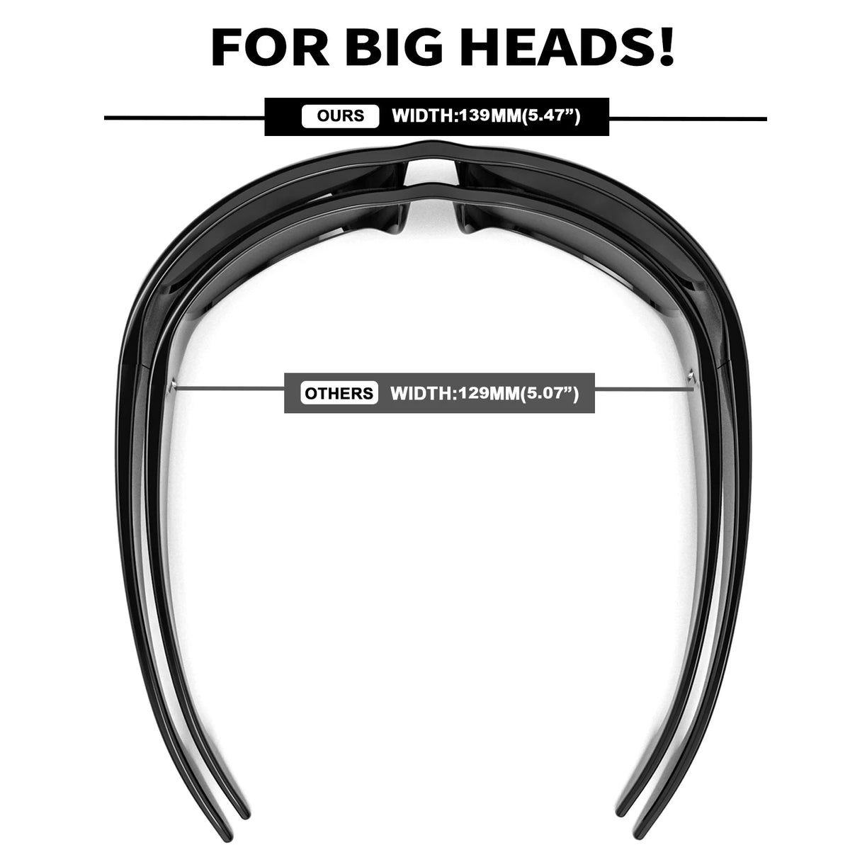 Dark Sunglasses for Men Wrap Around Sunglasses for Big Heads Men UV400 Protection Glasses W8005