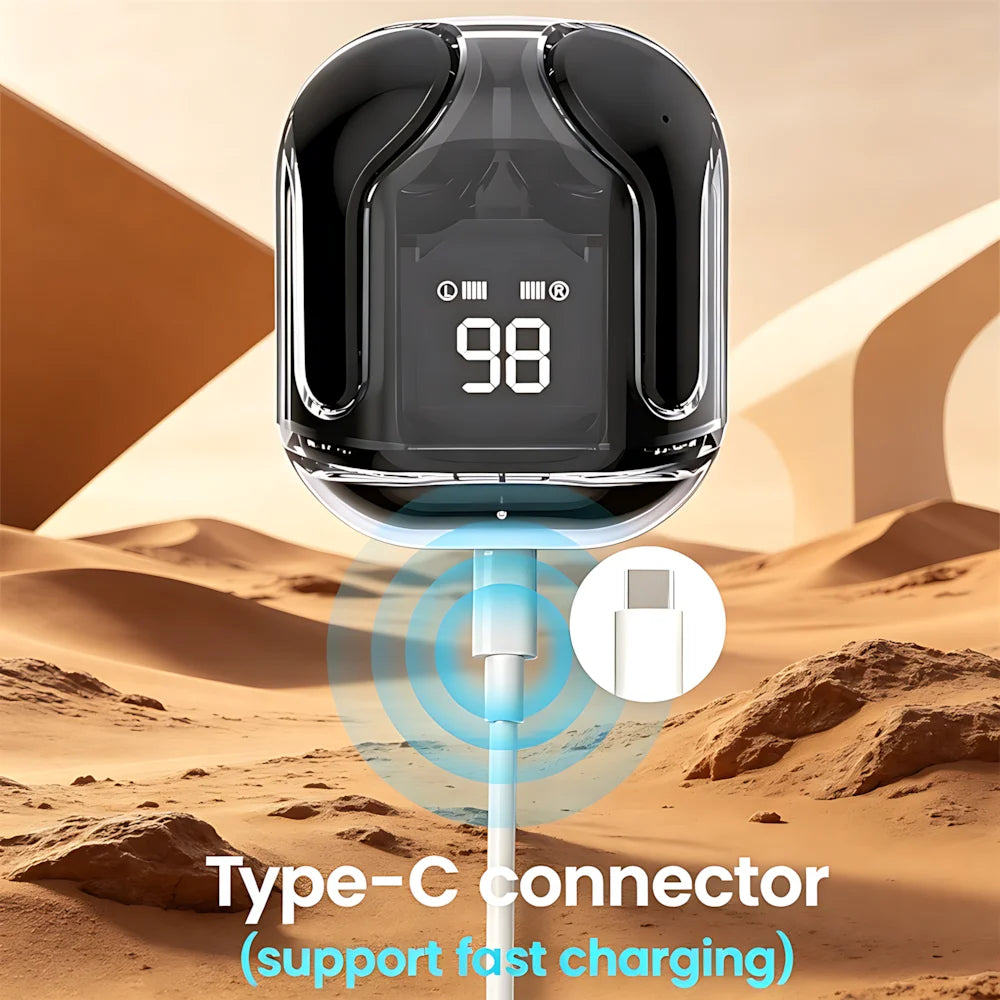 HiFi Stereo Wireless Bluetooth In-ear Headphone Heavy Bass Digital Display Low-delay Sports Earplugs Game Music HD Call Earphone