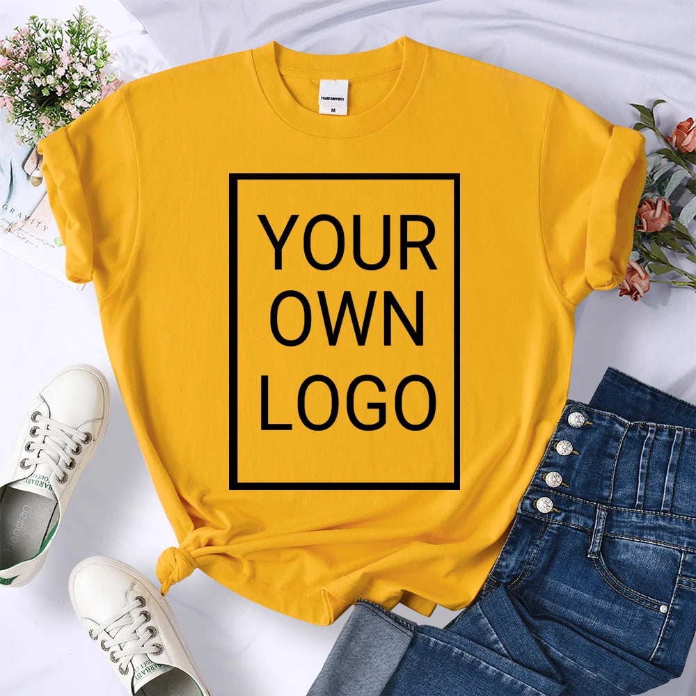 Custom DIY LOGO Women T-Shirt Summer Y2K Streetwear Comfortable Female Short Sleeves Crewneck Customized Pattern Tee Tops
