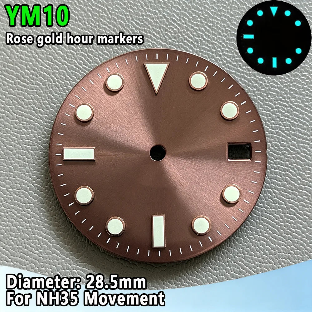28.5mm NH35 Watch Dial Luminous Dials Single Calendar Dial Suitable For NH35 Movement Can Support DIY Dial Customization Logo