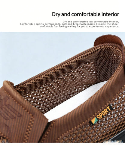Men Slip On Casual Shoes Mesh Breathable Lightweight Low Cut Cloth Loafers Comfortable Soft Sole Walking Grandpa Shoes Summer