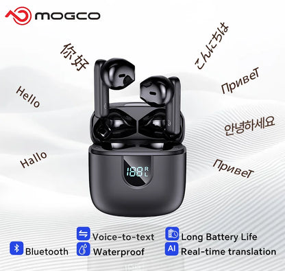A18 AI Translator Earbuds  164 Languages BT5.4  Noise Cancellation  HD Call   Touch Control  Waterproof
