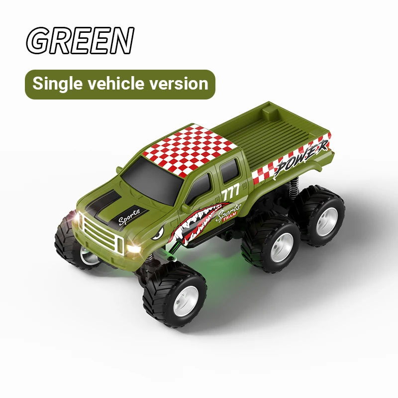 JJRC 1:64 Mini 6-Wheel Alloy RC Offroad Pickup Truck With Trailer & Speedboat Full Proportional Remote Control Car Boys Gift Toy