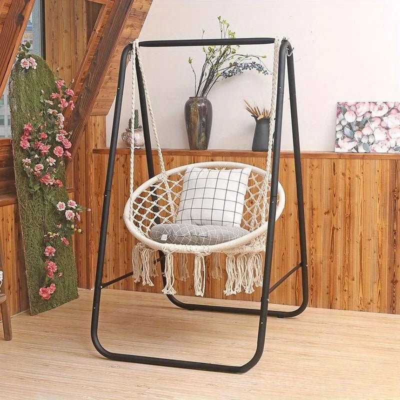 Free-Standing Hanging Chair Set with Metal Stand, Capacity Indoor/Outdoor Swing Chair, Portable Hammock Chair for Patio/Garden