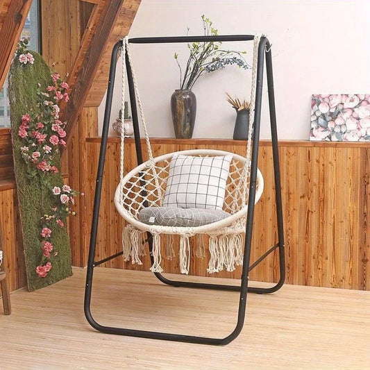 Free-Standing Hanging Chair Set with Metal Stand, Capacity Indoor/Outdoor Swing Chair, Portable Hammock Chair for Patio/Garden