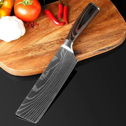 Damascus Chef's Knife Kitchen Knives Set Professional Boning Knife Meat Cleaver Utility Knife Japanese Santoku Knife with Cover