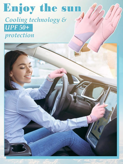 Summer Gloves Breathable Women Thin Ice Silk Cycling Driving Gloves Touch Screen Quick Dry Sunscreen Non-slip Riding Gloves