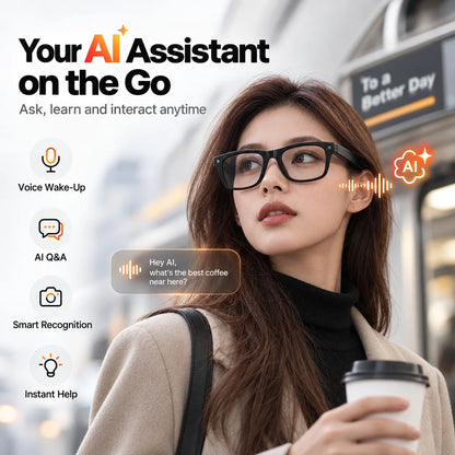 MT5 Ultra AI Smart Glasses 8MP Camera Video Recording Real-Time Translation Bluetooth Call Music with Charging Case