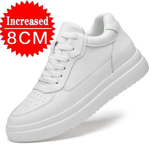 High Quality Men Sneakers Elevator Shoes for Men Fashion Casual Shoes Comfortable Leather Sports Shoes Height Increase 6/8/10cm
