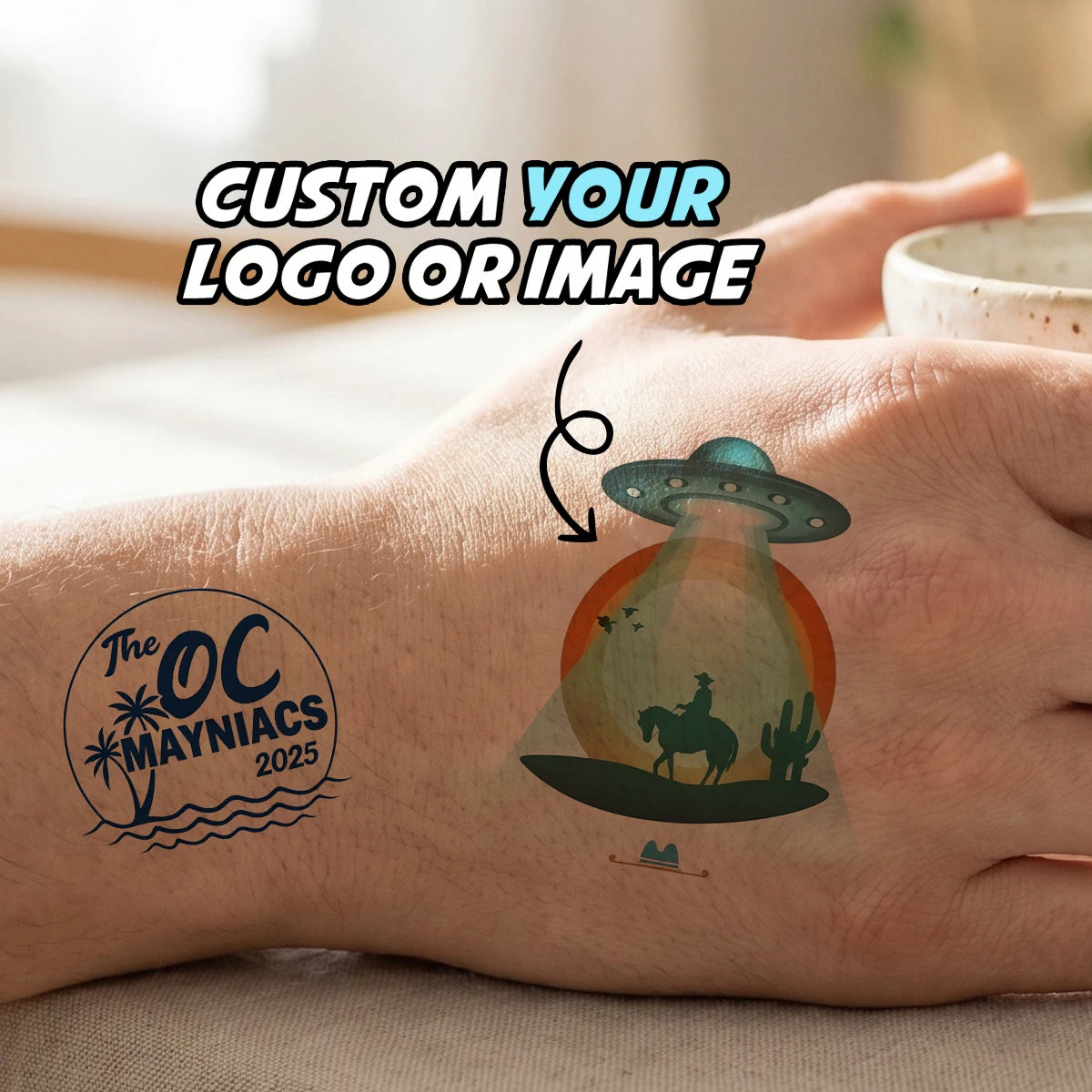 Custom Logo Temporary Tattoos, Personalized Image Tattoo Stickers, Customized Brand Party Tattoos