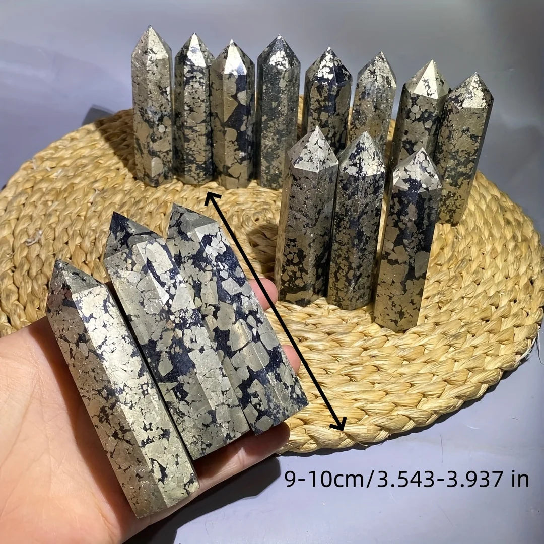 Natural Pyrite Tower, Crystal Energy Tower, Spiritual Energy Quartz Chakra Magic Column - Home Decor, Holiday Gifts