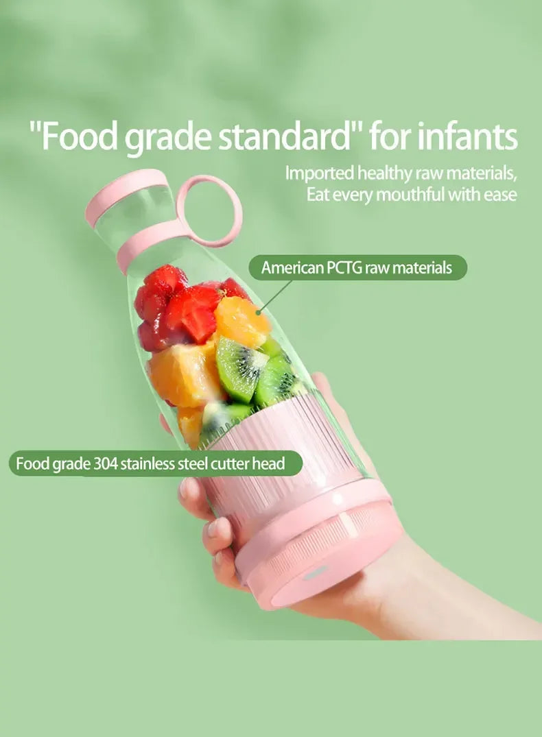 Portable Electric Juicer Cup with 6 Blades USB Mini Milkshake Blender Fresh Fruit Milk Mixing Tool for On-the-Go