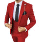 Solid Men's 3 Piece Suit Slim Fit Men Tuxedo Suit Party Wedding Prom Business One Button Peak Lapel Blazer Jacket Vest Pants Set