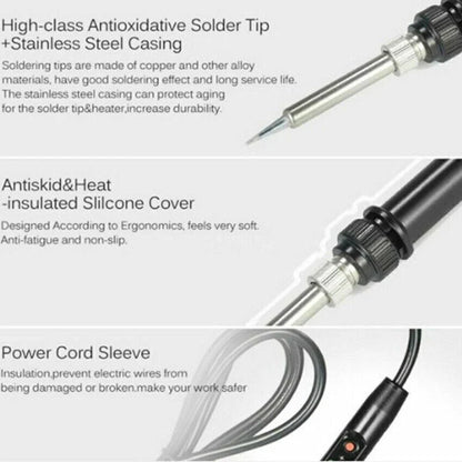 LCD Digital Adjustable Temperature 80W Soldering Iron Electric Welding Tools Solder Wire Tweezers Hand