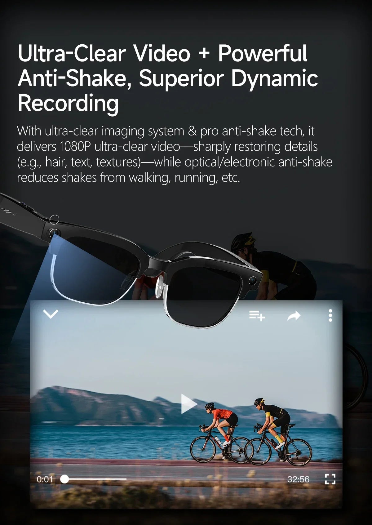New AI Smart Glasses, 800W Camera Video Recording, AI Photo Recognition, Bluetooth Call & Voice Translation Eyewear