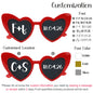 12-120Pcs Custom Wedding Sunglasses Personalised Heart Shaped Sunglasses Wedding Party Favors for Guest Date Initials Custom