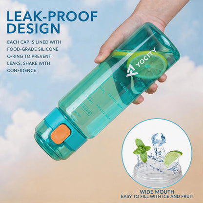 18.6/25.36oz Sports Water Bottle with Time Marker Portable Leak-Proof Tritan Cup for Outdoor Activities Fitness Hydration Bottle