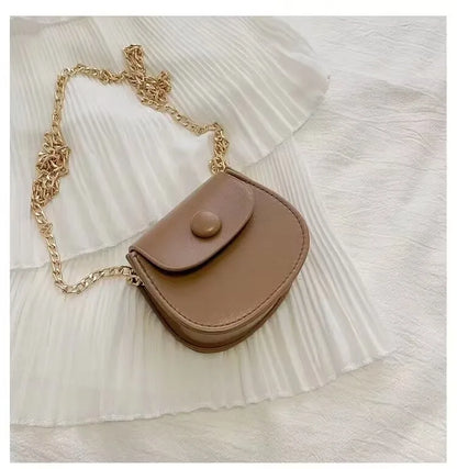 Mini Fashion Saddle Bag Chain Crossbody Bag Coffee Black Yellow Children's Small Cross Body Bags Earphone Lipstick Storage Bags