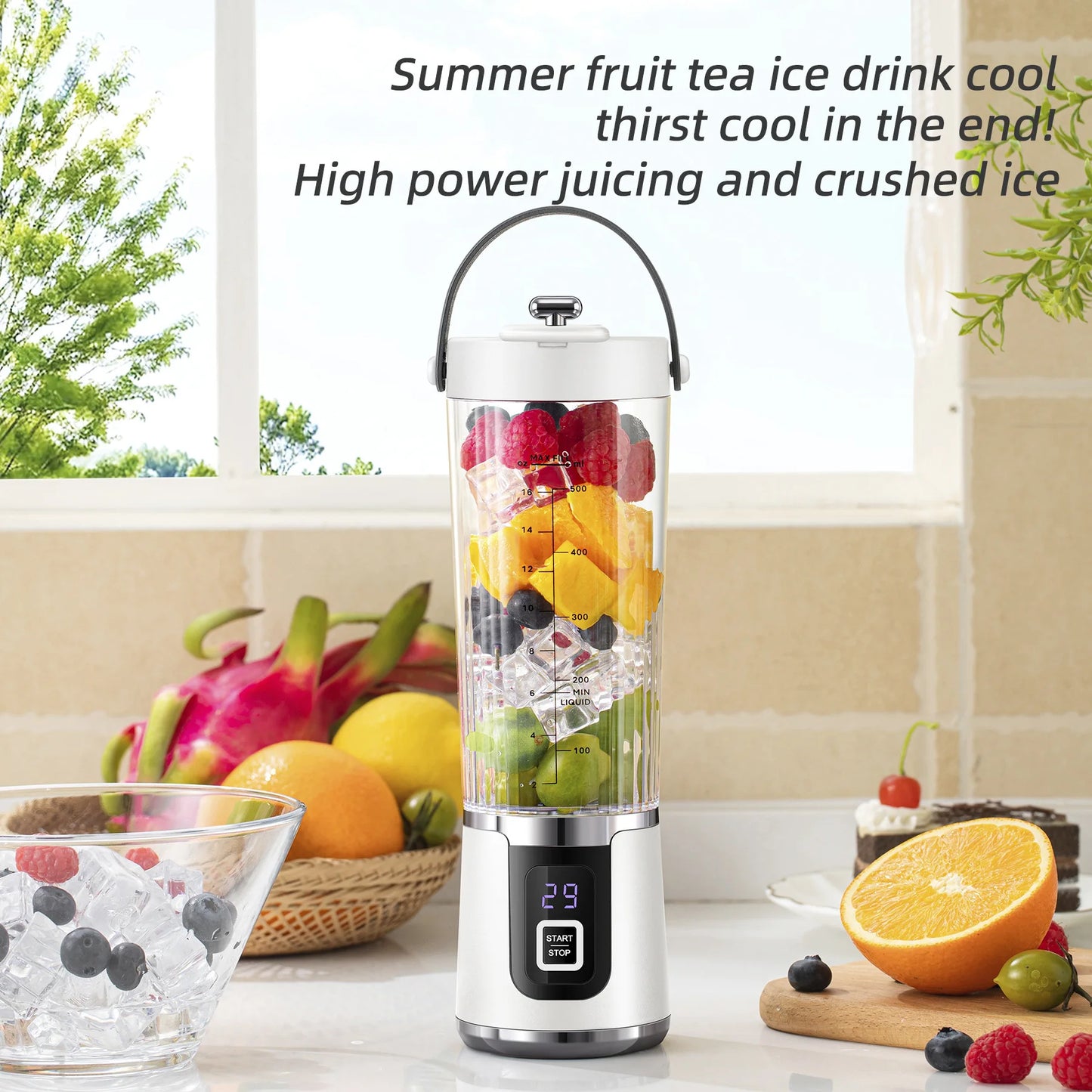 10 Blades Ultra Portable USB Rechargeable Juicer Cup 2 Cups Blender for Juice Smoothie Gym Travel Camping Home Kitchen
