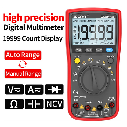 ZT219Digital Multimeter 19999 Counts True Rms Multimeters AC/DC Current Meter Voltimetro Profesional Voltage Tester f