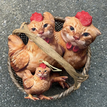 Funny Cat Head Chicken Body Plush Pillow Weird Meme Stuffed Cushion Creative Weirdcore Animal Doll for Gifts.