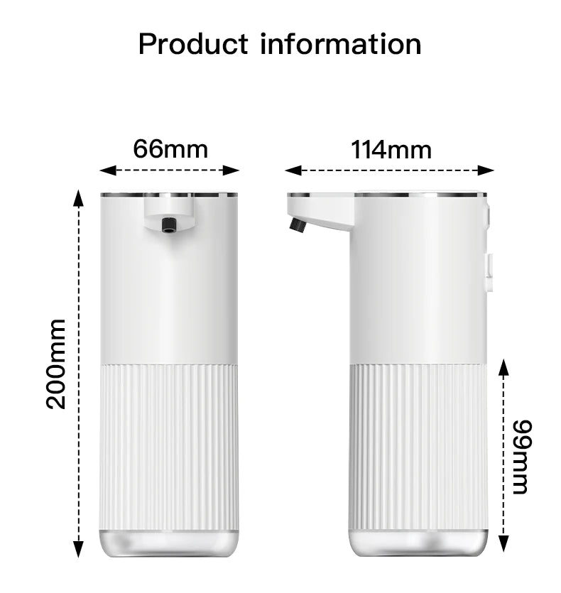 Dozownik do mydła 350ML w płynie/pianie, naścienny, IPX5, 4 poziomy regulacji, akumulatorowy, elektryczny, inteligentny, automatyczny, sensoryczny