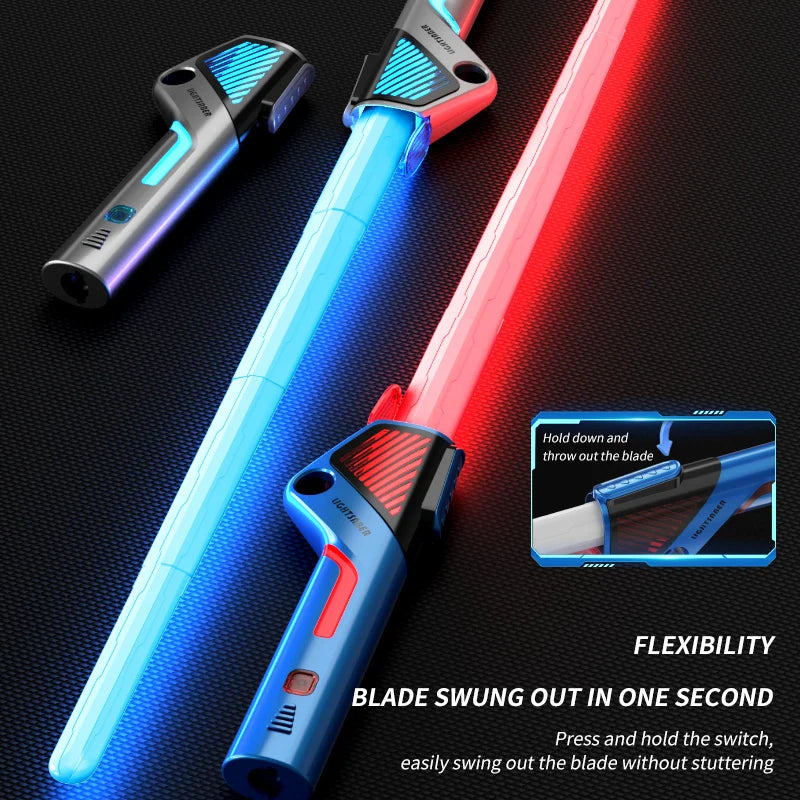 Children Colorful Glowing Sword Toys Telescopic Music Laser Sword 2-in-1 Rotating Decompression Toy Light Sword Kids Adult Toys