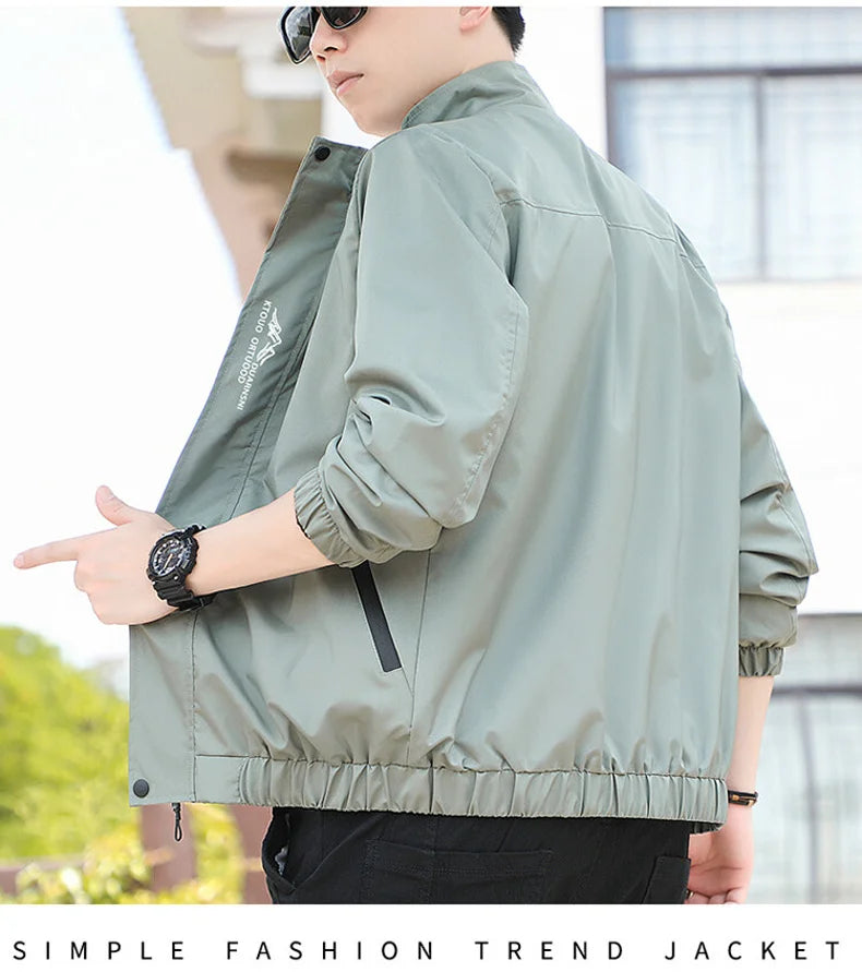 Hot selling mountain peak spring and autumn jacket men's jacket men's Korean version trendy versatile slim fit men's stand up co