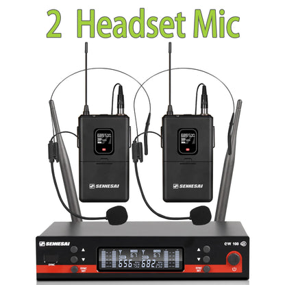 SENNESAI Ew100g3 Professional Dual Wireless Microphone Stage Performance 2 Channels 600-699MHz UHF Karaoke Metal Handheld