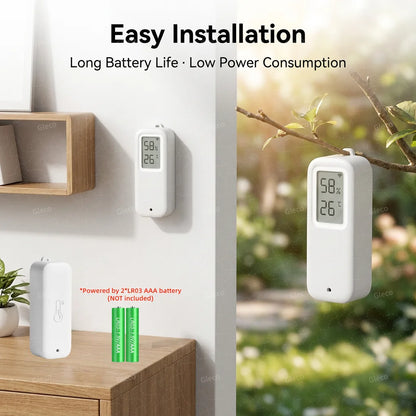 Smart Home Zigbee Temperature Humidity Sensor Waterproof Tuya APP Remote Monitor Thermometer Hygrometer With/without LCD for Z2M