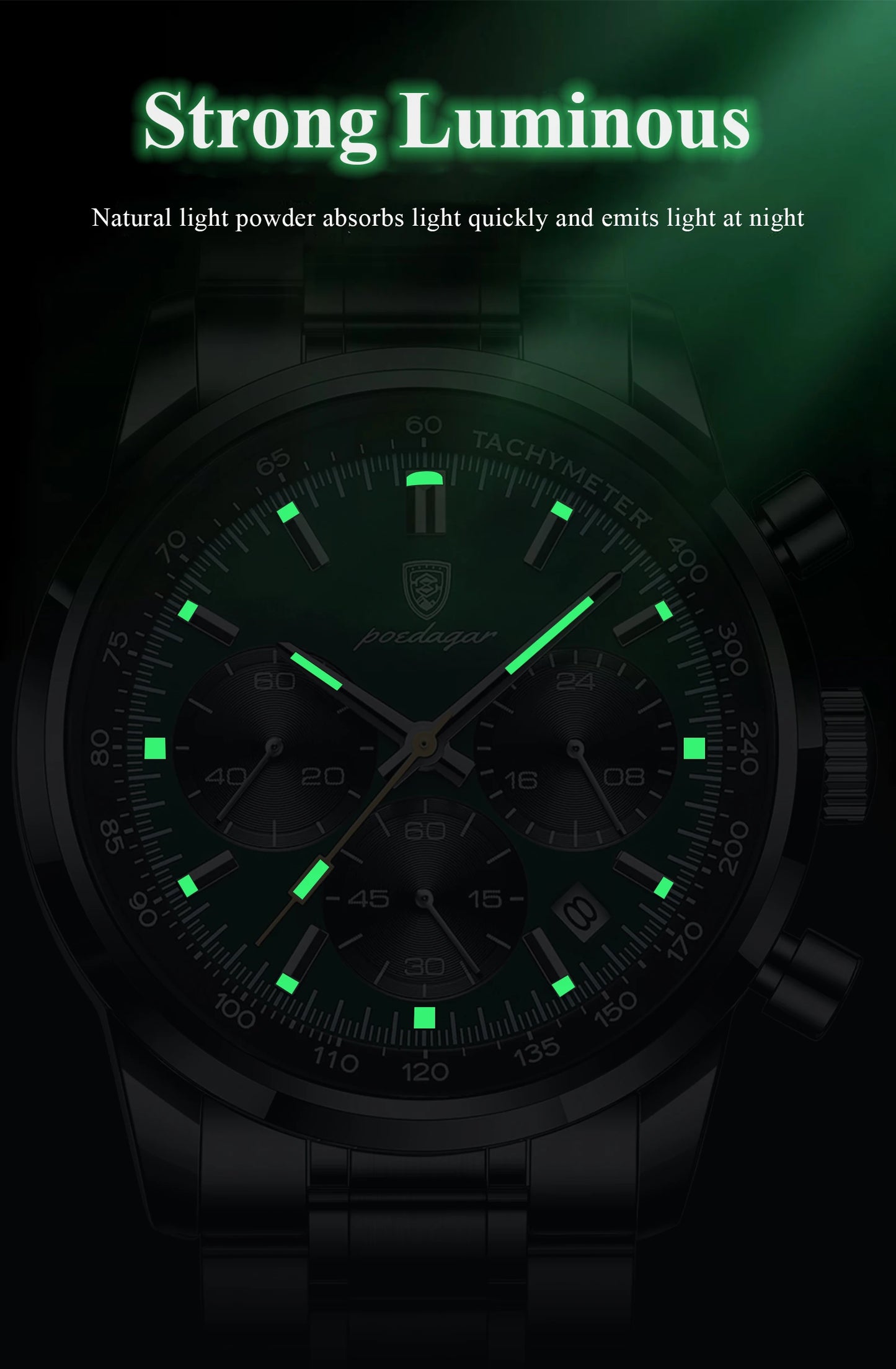POEDAGAR Luxury Fashion Men Wristwatch Waterproof Luminous Chronograph Date Man Watch Stainless Steel Sport Quartz Men's Watches