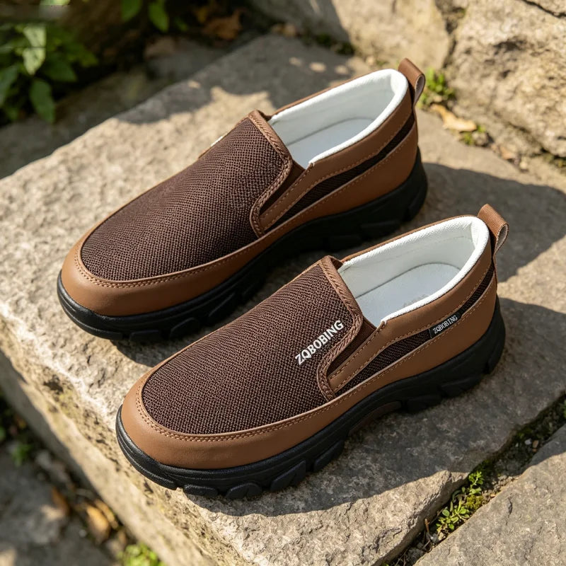 2026 New Men's Loafers Spring Large Size 39-48 Round-Toe Men's Moccasins Slip-On Mature Men's Shoes Simple Lightweight Casual Shoes