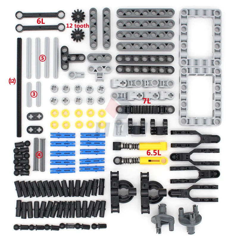 MOC Bricks Technical Accessories Gear Pin Axle Link Turntable Linear Actuator Compatible All Brands High-Tech Building Block Toy