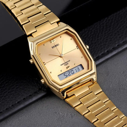 SKMEI Waterproof Stainless Steel Strip Digital Wristwatches For Men Women Alarm 3 Time Chrono Watches Fashion Electronics Watch