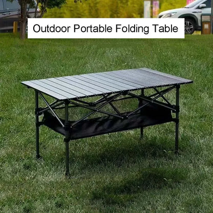 2025 Portable Folding Table Camping Table Outdoor Folding Storage Long Table Easy To Install With Net Bag Black Camping Desk