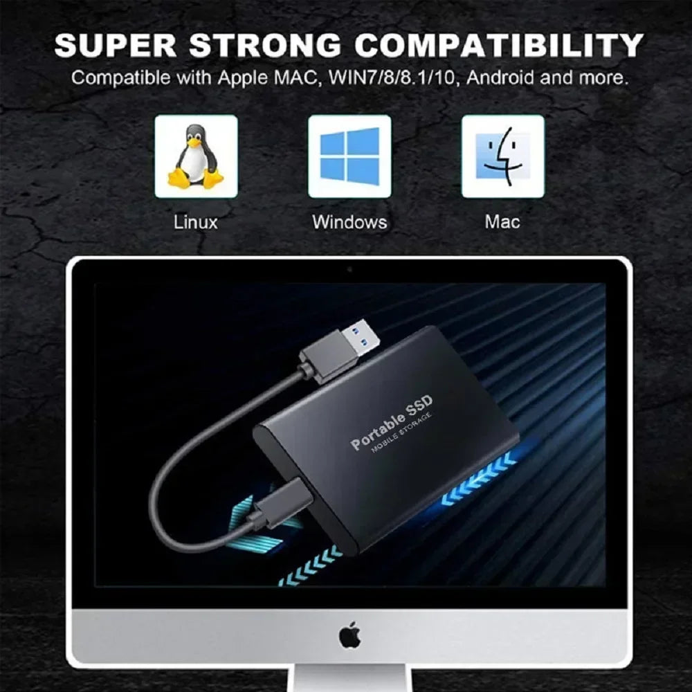 Genuine Portable SSD 1TB High Speed External Hard Drive 2TB/4TB USB 3.2 Hard Disk 16TB Mass Solid State Drive for Laptop/PC/MAC